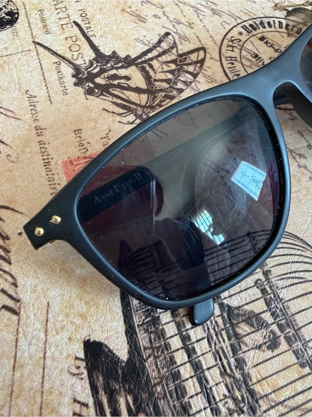 Anne Klein Black Polarized Wayfarer Sunglasses